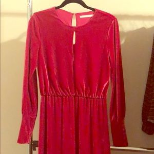 SOLD Zara Pink Velvet Keyhole Midi Dress